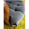 Image 7 : Wood Framed Wingback Chair with Blue Tufted Upholstery and Cane Sides