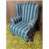 Image 1 : Upholstered Wingback Armchair with Striped Pattern