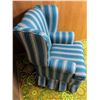 Image 3 : Upholstered Wingback Armchair with Striped Pattern