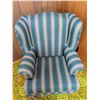 Image 4 : Upholstered Wingback Armchair with Striped Pattern