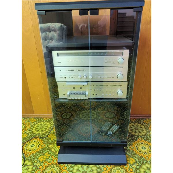 Citizen Stereo System with Glass Cabinet and Remotes