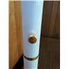 Image 11 : Wood Veneer Storage Cabinet with Sliding Doors and White Torchiere Floor Lamp