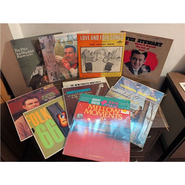 Folk and Country Vinyl Record Album Lot (10 LPs)