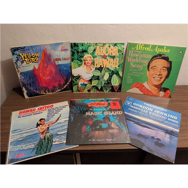 6 Hawaiian Theme Vinyl LP Records