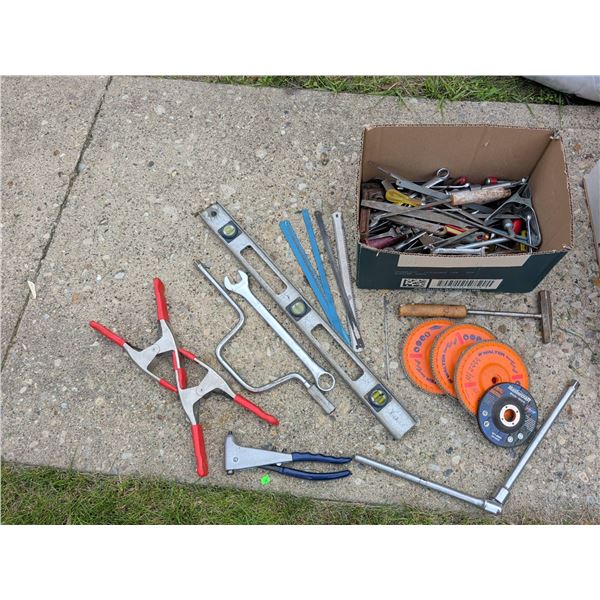 Hand Tools, Levels, and Flap Discs Lot
