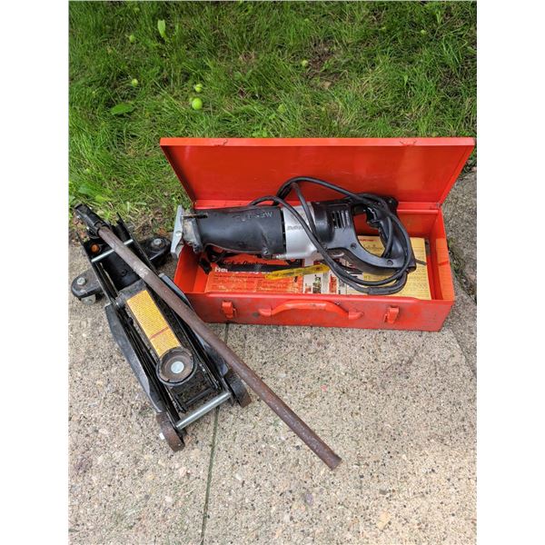 Black & Decker Cut Saw with Tool Case and Hydraulic Floor Jack