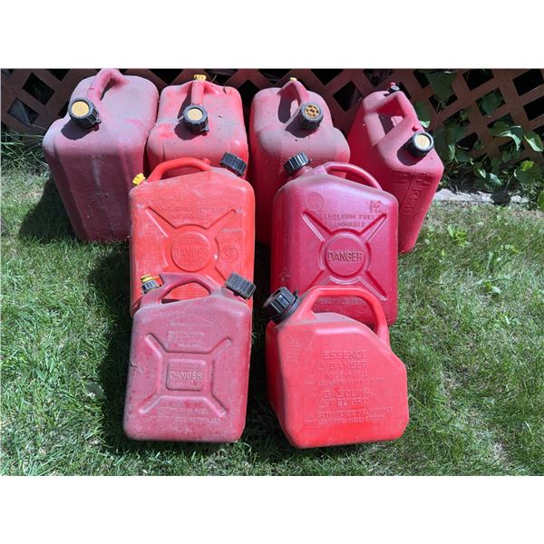 Plastic Gasoline Fuel Cans, Set of 7