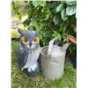 Image 4 : Garden Decor Lot: Owl Statue, Mushrooms, Metal Watering Can, Wooden Pump, Horseshoes