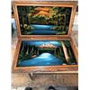 Image 1 : Framed Velvet Landscape Paintings, Set of 2