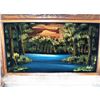 Image 2 : Framed Velvet Landscape Paintings, Set of 2