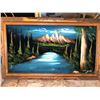 Image 3 : Framed Velvet Landscape Paintings, Set of 2