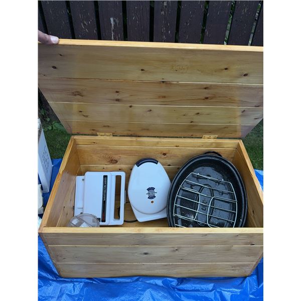Pine Storage Chest With Kitchen Appliances