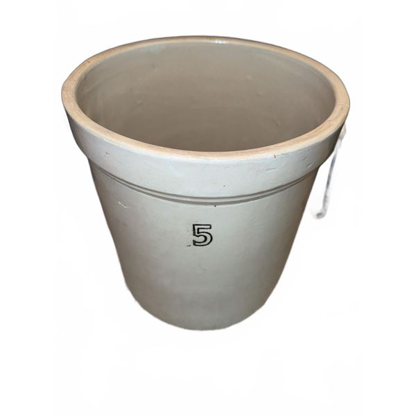 Stoneware Crock with Wire and Wood Handle, 5 Gallon