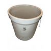 Image 1 : Stoneware Crock with Wire and Wood Handle, 5 Gallon