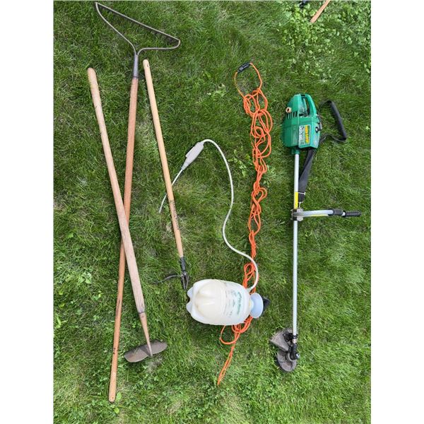 Yardworks Corded Electric String Trimmer, Lawn Sprayer and Garden Hand Tools