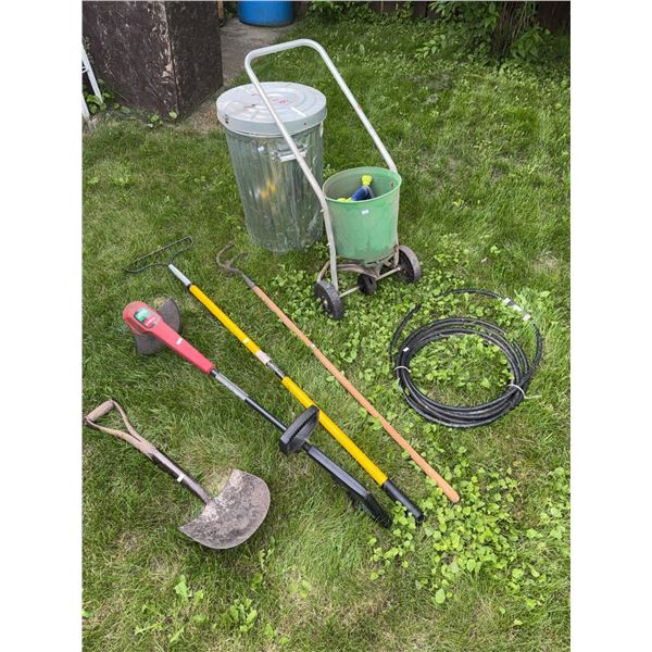 Lawn and Garden Tools Including Edger, Rake, Shovel