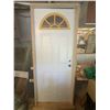 Image 1 : Prehung White Exterior Door With Half-Moon Window