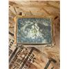 Image 4 : Decorative Lot: Framed Cat Needlework, Delft Vases, Trinket Box