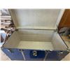 Image 4 : Blue Metal Steamer Trunk With Brass Hardware and Tray