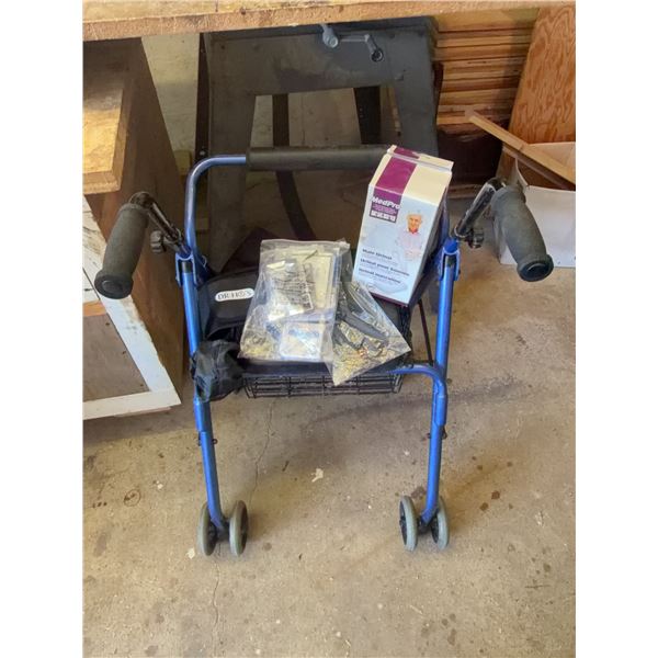 Blue Folding Walker With Dr Ho's Device and MedPro Male Urinal