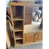 Image 2 : Oak Finish Entertainment Centre With Shelves and Cabinet