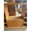 Image 3 : Oak Finish Entertainment Centre With Shelves and Cabinet