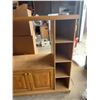 Image 4 : Oak Finish Entertainment Centre With Shelves and Cabinet