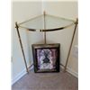 Image 1 : Glass and Brass Corner Table with Framed Plant Art Print