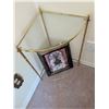 Image 2 : Glass and Brass Corner Table with Framed Plant Art Print