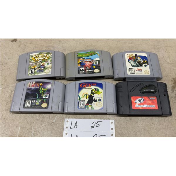 Nintendo 64 Games: Harvest Moon 64, South Park Rally, ClayFighter 63 1/3, Gex 3, Gex 64, & GameShar