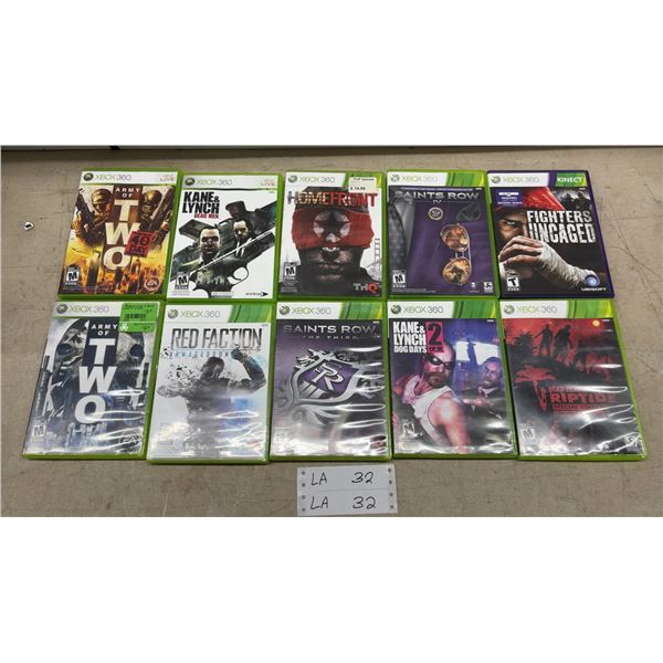 Lot of 10 Xbox 360 Games Including Army of Two, Homefront, Saints Row IV, Red Faction and More