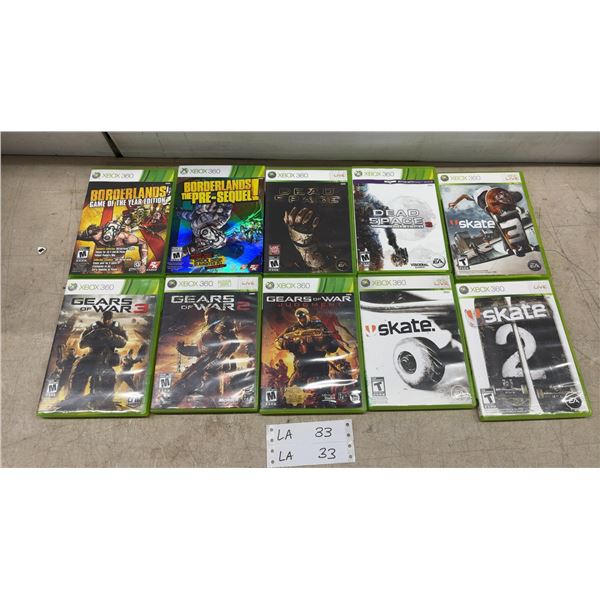 Lot of 10 Xbox 360 Games Including Borderlands, Gears of War, Dead Space, Skate and More