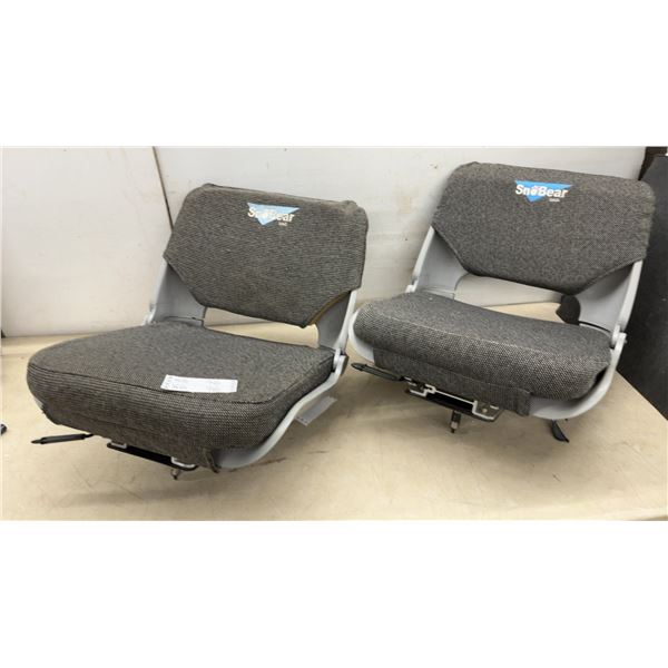 Pair of SnoBear UAG Folding Marine Seats with Swivel and Slide Mounts, Grey Fabric