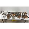Image 1 : Assortment of Vintage Hand Saws, Circular Saw Blades, Wrenches, Drawknife, and More