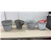 Image 1 : Four Galvanized Metal Buckets: Two Standard, One Coal Scuttle, & More
