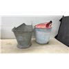 Image 8 : Four Galvanized Metal Buckets: Two Standard, One Coal Scuttle, & More