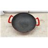 Image 4 : Three Cast Iron Pans: Red Enamel Wok, No. 10 12" Skillet, & J.L. Eaton Co. Skillet