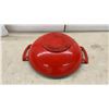 Image 6 : Three Cast Iron Pans: Red Enamel Wok, No. 10 12" Skillet, & J.L. Eaton Co. Skillet