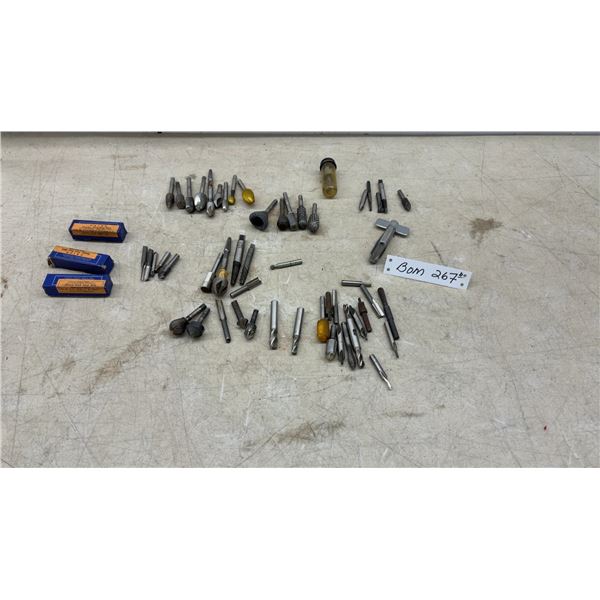 Vintage Machinist Rotary Burrs, Drill Bits & Taps & 3 Empty Boxes