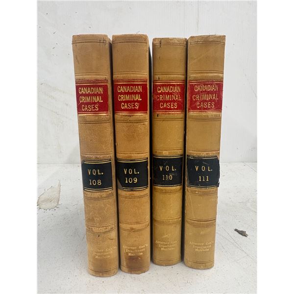 Antique Canadian Criminal Cases Leather-Bound Legal Reference Books, Volumes 108-111, 4-Piece Set