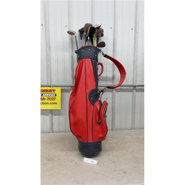 Golf Bag w/ Slazenger, Copperhead, Spalding, & Genex Golf Clubs