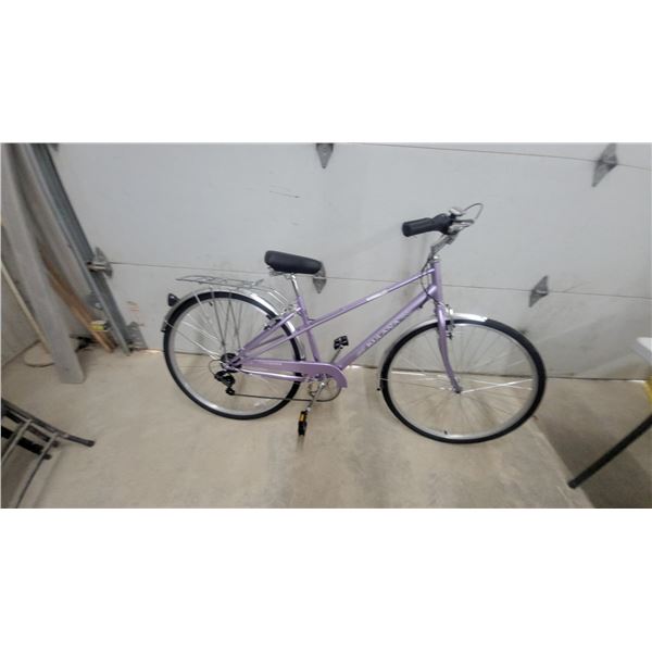 Kulana Lavender Women's 7-Speed Comfort Bicycle with Step-Through Frame, Fenders, and Rear Rack 28"
