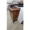 Image 2 : Vintage Wooden Four-Drawer Tallboy Chest of Drawers with Dark Stained Finish on Casters