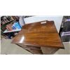 Image 3 : Vintage Wooden Four-Drawer Tallboy Chest of Drawers with Dark Stained Finish on Casters