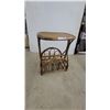 Image 1 : Vintage Rattan and Bamboo Side Table with Woven Cane Top and Magazine Rack