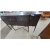 Image 4 : Dark Brown Wooden Sideboard with Two Cabinets, Four Drawers, and Tapered Legs 40" x 62" x 20"
