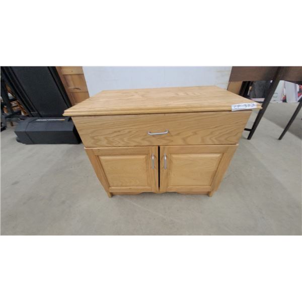 Small Light-Colored Wooden Storage Cabinet with Two Drawers and Single Door 24" x 30" x 17"