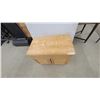 Image 2 : Small Light-Colored Wooden Storage Cabinet with Two Drawers and Single Door 24" x 30" x 17"
