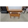 Image 1 : Wooden End Table with Curved Legs, Open Shelf, and Single Drawer with Silver Pull 21" x 18" x 26"
