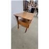 Image 2 : Wooden End Table with Curved Legs, Open Shelf, and Single Drawer with Silver Pull 21" x 18" x 26"
